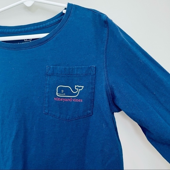 Vineyard Vines Happy Holidays Santa Whale Navy Blue Long Sleeved Tee Large 14 - Picture 7 of 8